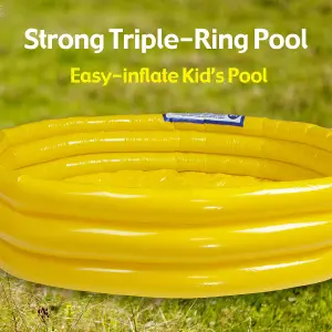 Children's Yellow Paddling Pool 3 Ring Inflatable 120cm x 30cm