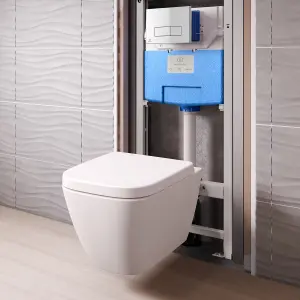 Ideal Standard i.life S White Wall hung Square Toilet with Soft close seat & Concealed cistern