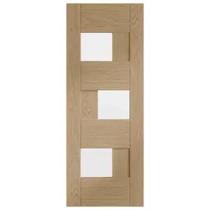 Internal Oak Pre-Finished Perugia Door with Clear Glass  - 1981 x 686 x 35mm (27")