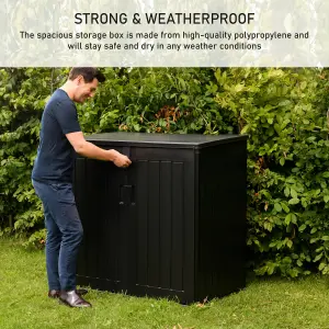 Olsen & Smith 775L Capacity Outdoor Garden Storage Box With Padlock Plastic Shed Wheelie Bin Box Cabinet