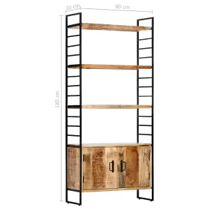 Berkfield 4-Tier Bookcase 80x30x180 cm Rough Mango Wood