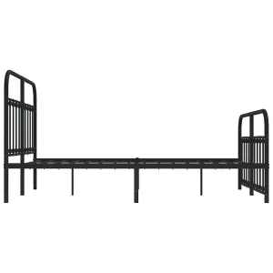 Berkfield Metal Bed Frame with Headboard and Footboard Black 140x190 cm