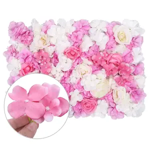 Artificial Flower Wall Backdrop Panel, 60cm x 40cm, White, Pink &Ivory