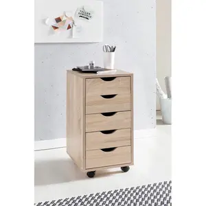 33cm Wide 5 -Drawer Mobile File Cabinet Sonoma oak colour