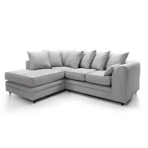 Darcy Corner Sofa Left Facing in Light Grey Linen Fabric