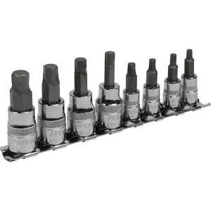 8pc IMPERIAL Hex Key Socket Bit Set - 1/4" & 3/8" Sq Dr Damaged & Stripped Bolts