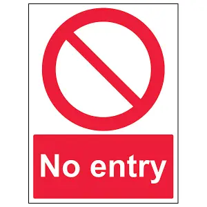 No Entry Prohibition Access Sign - Rigid Plastic - 300x400mm (x3)