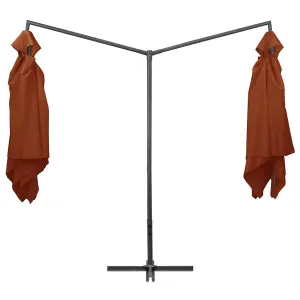 Berkfield Double Parasol with Steel Pole 250x250 cm Bordeaux Terracotta