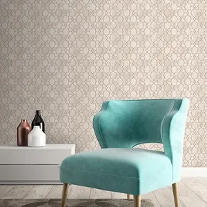 GoodHome Rylstone Taupe Metallic effect Geometric Textured Wallpaper