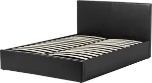 Waverley 4ft Small Double Storage Lift Bed Frame in Black Faux Leather