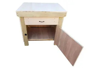 Wooden MDF top storage workbench with lockable cupboard and drawers (V.4)  (H-90cm, D-70cm, L-90cm)