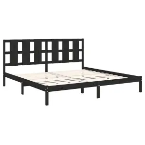 Berkfield Bed Frame Black Solid Wood Pine 200x200 cm