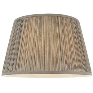 14" Elegant Round Tapered Drum Lamp Shade Charcoal Gathered Pleated Silk Cover