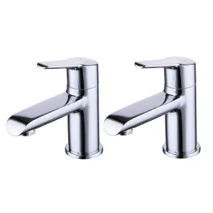 Clever Elegance Bathroom Hot & Cold Bath Pillar Tap Pair Chrome