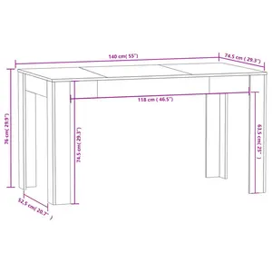 Gille Dining Table 140 x 74.5 x 76 cm Engineered Wood Brown Oak / High Gloss White