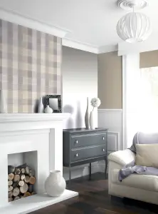 Arthouse Country Check Grey Wallpaper