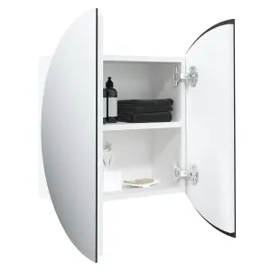 Berkfield Bathroom Cabinet with Round Mirror&LED White 47x47x17.5 cm