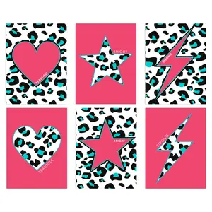 Leopard Pattern Bold Shapes Beautiful Bright Strong - 6 Piece No Frame Print Set Multicoloured Pink / 40.5cm H x 30.5cm W x 0.3cm D