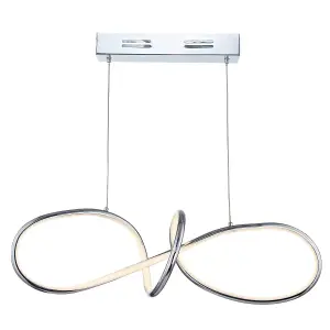 First Choice Lighting Set of 2 Trinity Curved Arms LED Semi Flush Ceiling Lights