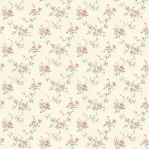 Galerie Miniatures 2 Pink Cream Green Purple Medium rose trail Smooth Wallpaper