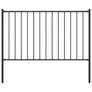 Berkfield Fence Panel with Posts Powder-coated Steel 1.7x0.75 m Black