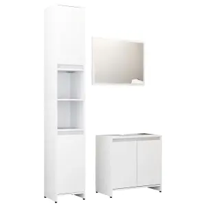 Berkfield 3 Piece Bathroom Furniture Set White Engineered Wood