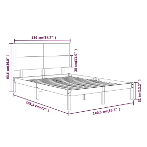 Berkfield Bed Frame White Solid Wood 135x190 cm 4FT6 Double