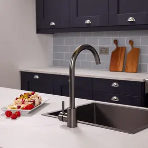 Flode Lillehammer Single Lever Kitchen Sink Mixer Tap with Swivel Spout Gun Metal Finish