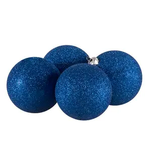 Xmas Glitter Shatterproof Baubles (Set of 4) Blue