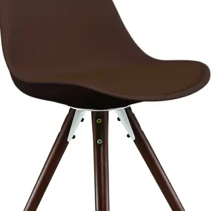 Soho Chocolate Plastic Dining Chair with Pyramid Dark Wood Legs