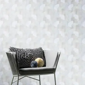 Galerie Elle Decoration Light Grey Silver 3D Geometric Graphic Embossed Wallpaper