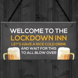 Lockdown Inn Funny Home Bar Sign Man Cave Garage Door Sign Gift