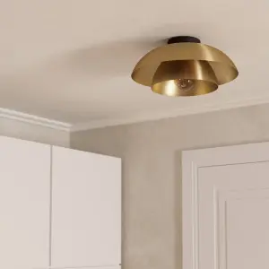 EGLO Cenciara Two-Tier Brass/Gold Flush Ceiling Light