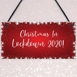 Christmas In Lockdown 2020 Sign Hanging Christmas Sign Decoration Family Gift