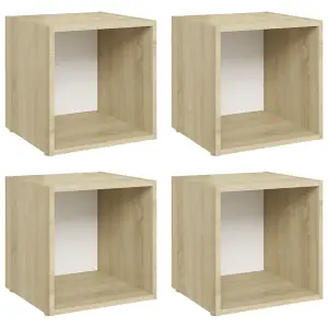 Berkfield TV Cabinets 4 pcs White and Sonoma Oak 37x35x37 cm Engineered Wood