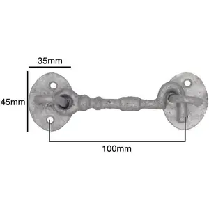 EAI Cabin Hook Iron Strong Hold Back Gate or Door Hook Barrel Style Cast Iron - 100mm - Galvanised