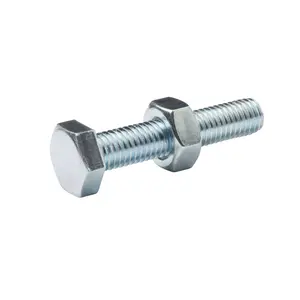 Diall M10 Hex Carbon steel Bolt & nut (L)50mm, Pack of 10