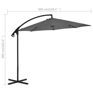 Berkfield Cantilever Umbrella with Steel Pole 300 cm Anthracite