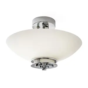 Elstead Hendrik 3 Light Semi Flush Bathroom Ceiling Light Polished Chrome IP44, G9