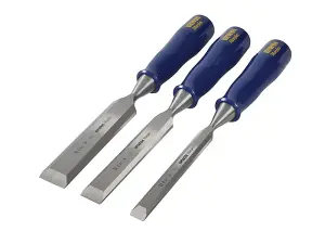 Irwin Marples M444 Blue Chip Bevel Edge Chisel Set - 3 Sizes Included