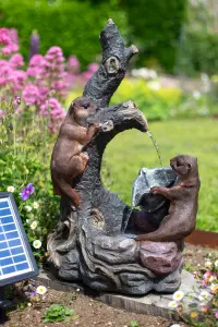 Easy Fountain Woodland Otters Solar With Battery Backup incl LEDs - L 23 cm x W 36 cm x H 68 cm