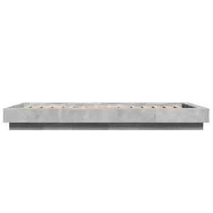 Berkfield Bed Frame with LED Lights without Mattress Concrete Grey 90x200cm