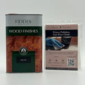 Fiddes Teak Oil, 1 Litre & Free Priory Polishes Lint Free Cloth