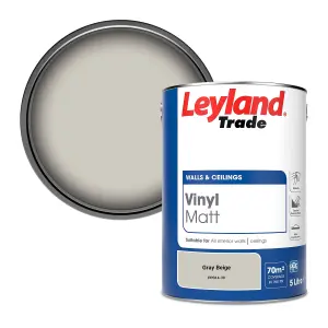 Leyland Trade Vinyl Matt Walls & Ceilings Emulsion Paint Gray Beige (PPG14-30) 5L