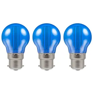 Crompton Lamps LED Golfball 4.5W B22 Harlequin IP65 Blue Translucent (3 Pack)