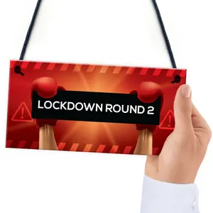 Lockdown Gift Round 2 Funny Bar Sign Garden Man Cave Garage Plaque Family Gift