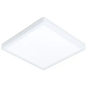 Wall Flush Ceiling Light White Shade Square White Plastic Bulb LED 20W Included