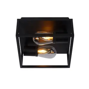 Lucide Carlyn Modern Flush Ceiling Light Bathroom - 2xE14 - IP54 - Black