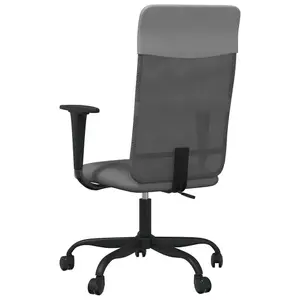 Berkfield Office Chair Height Adjustable Grey Mesh Fabric and Faux Leather