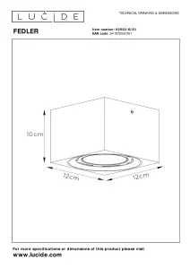 Lucide Fedler Modern Surface Mounted Ceiling Spotlight - LED Dim to warm - GU10 - 1x12W 2200K/3000K - Black